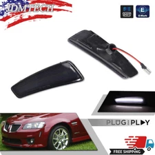For 08-09 Pontiac G8 GT GXP Smoked Front Bumper Side Marker Light White LED Lamp