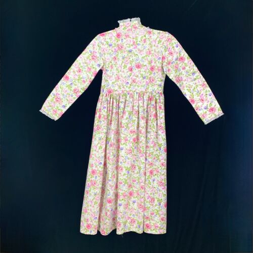 Girls Prairie Dress 10 Pink Cabbage Roses Long Sleeves Back Zip Wedding Guest - Picture 3 of 9