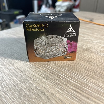 ANNAHUTTE VINTAGE LEAD CRYSTAL JEWELRY BOX 24% PBO SMALL W