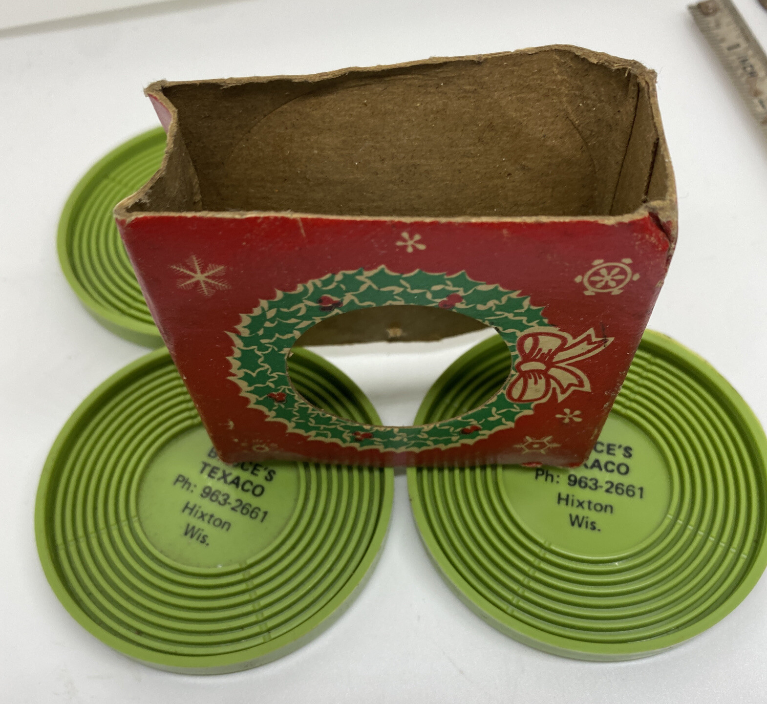 Hixton Wisconsin BRUCES TEXACO Advertising Coasters Auto Oil Gas La