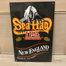 New England Brewing Co Porcelain Sign Seattab IPA India Pale Ale 18”x12” RARE