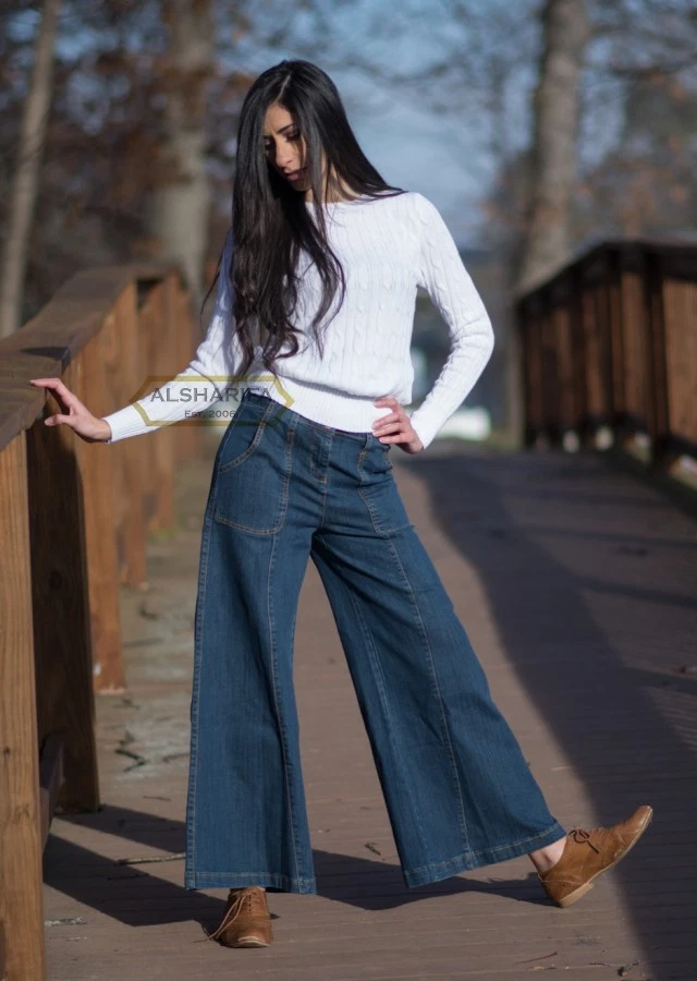 LONG WIDE-LEG DENIM PANTS | WOMEN | VERY WIDE LEG | DENIM JEANS | BA005