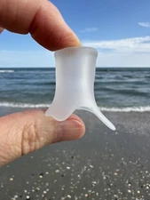 Tumbled Sea Glass Clear Bottle Top Neck Antique Cork Stopper Medicine Lot#1788