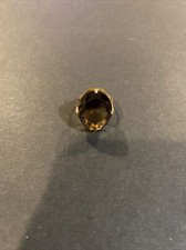 Vintage Sterling Silver Vermeil Big Smoky Quartz Ring Size: 7