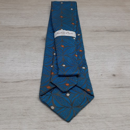 Fashion Craft Necktie Multicolor 53" Blue Polka Dots Orange 100% Dacron Polyeste - Picture 3 of 13