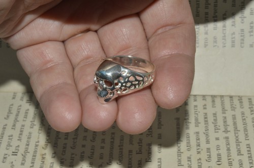 Men ring SILVER 925 STYLE Memento Mori Skull Mason VICTORIAN Vanitas doctor old - Picture 12 of 12