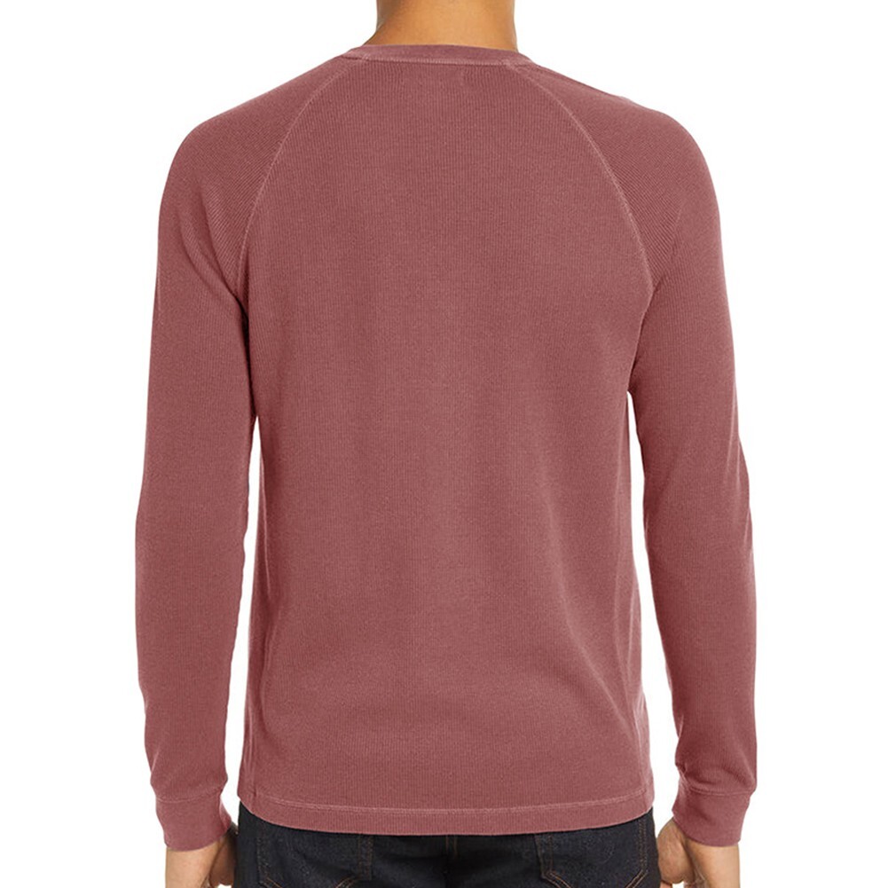 Fashionable Men's Waffle Thermal Henley Shirt Stylish Long Sleeve T