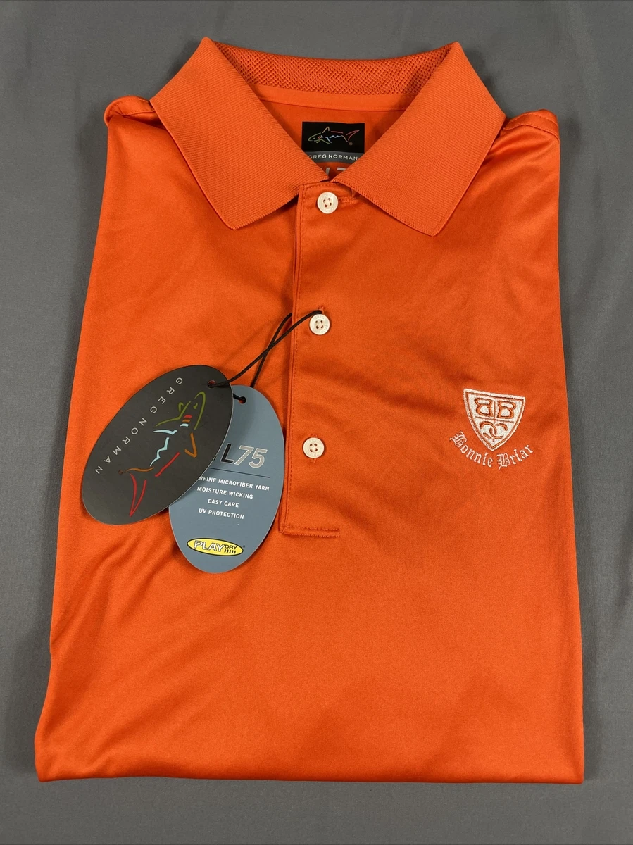 Greg Norman Golf Shirt Polo ML75 Chest Logo Small Orange Polyester NWT MSRP $65
