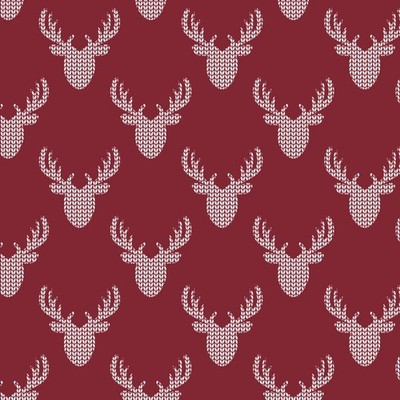 North of Ordinary Knit Look Deer Crimson Cotton Fabric