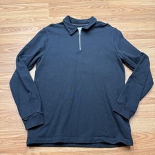 Everlane Sweatshirt Mens Medium Navy Organic Cotton 1/4 Zip Collared Pullover