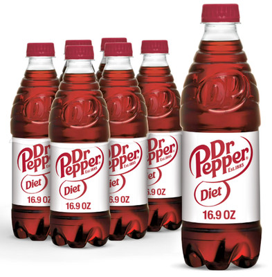 Diet Dr Pepper Soda Pop, 16.9 fl oz (6-Pack Bottles) 