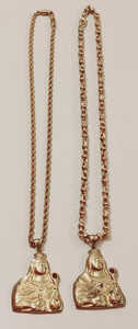 Authentic 2pc Saint Barbara Pendant Necklace Lot Gold Plated 23" 24" Chain