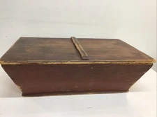 Large 19th C. American Table Top Dough Box Some Original Red Paint Poplar? Wood