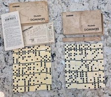 Vintage Lot 2 Sets Of  Puremco No. 616 Standard Marblelike Dominoes Made In USA