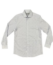 Mens Perry Ellis Premium Slim Fit Dress Shirt 16 34/35 Light Blue Floral Preppy