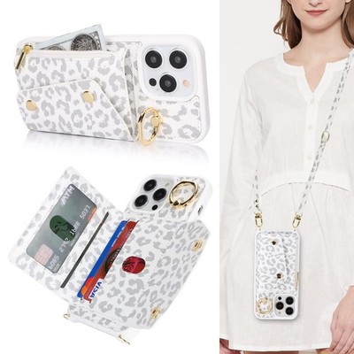 for iPhone 13 Pro Max Case with Card Holder and Strap - Zipper Pocket,Crossbo...
