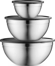 Stainless Steel Mixing Bowls Set with Airtight Lids Nesting for Storage Cooking
