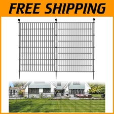 Versatile 5-Panel Black Garden Fence - Installs Without Digging for Easy Setup