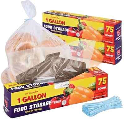 #ad 1 Gallon Food Storage Bags with Twist Ties 225 Count Bulk Freezer Storage Bags $19.99