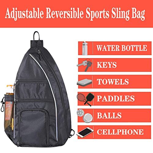LLYWCM Pickleball Bag | Sling Bags - Reversible Crossbody Sling Backpack - Picture 4 of 8