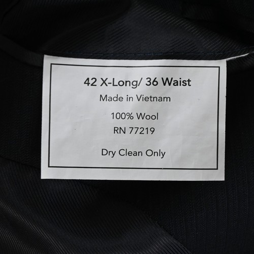 Pronto Uomo 42L 36x34 Navy Blue Stripe 100% Wool Mens Jacket Pants Suit - Picture 5 of 12