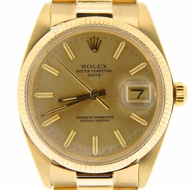 Vintage Rolex Date 1503 Herren Massiv 14K Gelbgold Uhr Champagner Zifferblatt 34mm - Bild 1 von 4