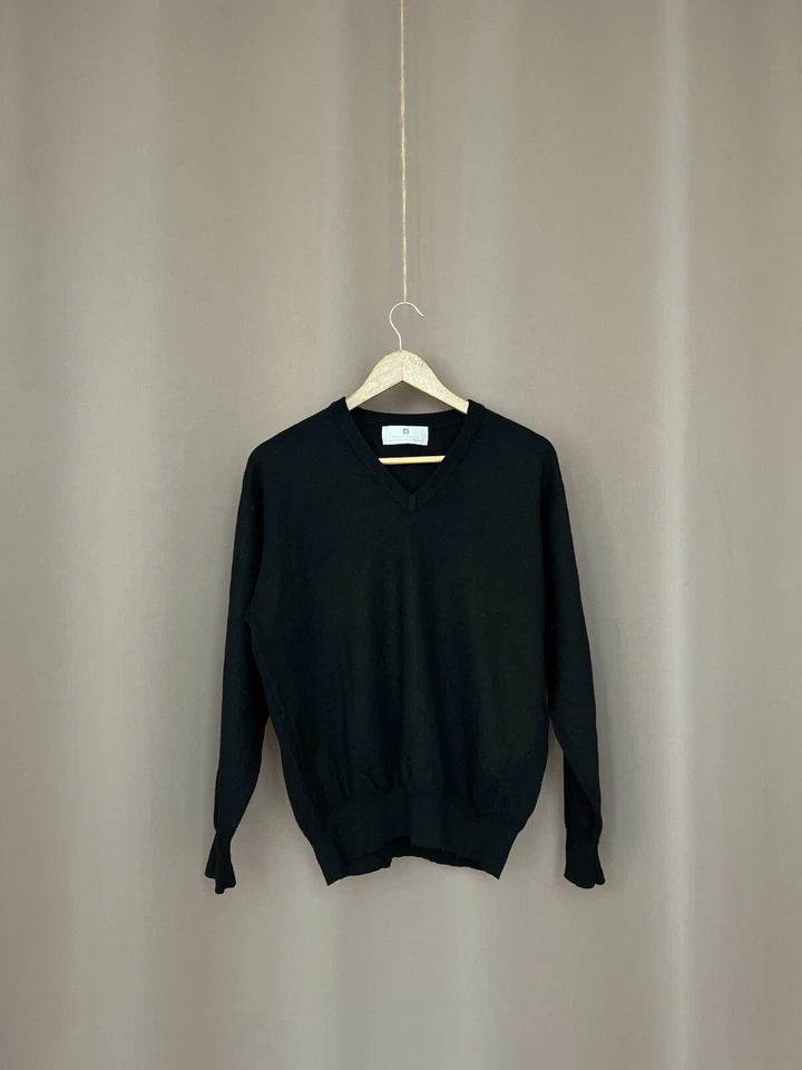 Suéter de Lana Ballantyne Mujer Jersey Cuello en V Negro Suéter Talla 50 Foto 4 de 4