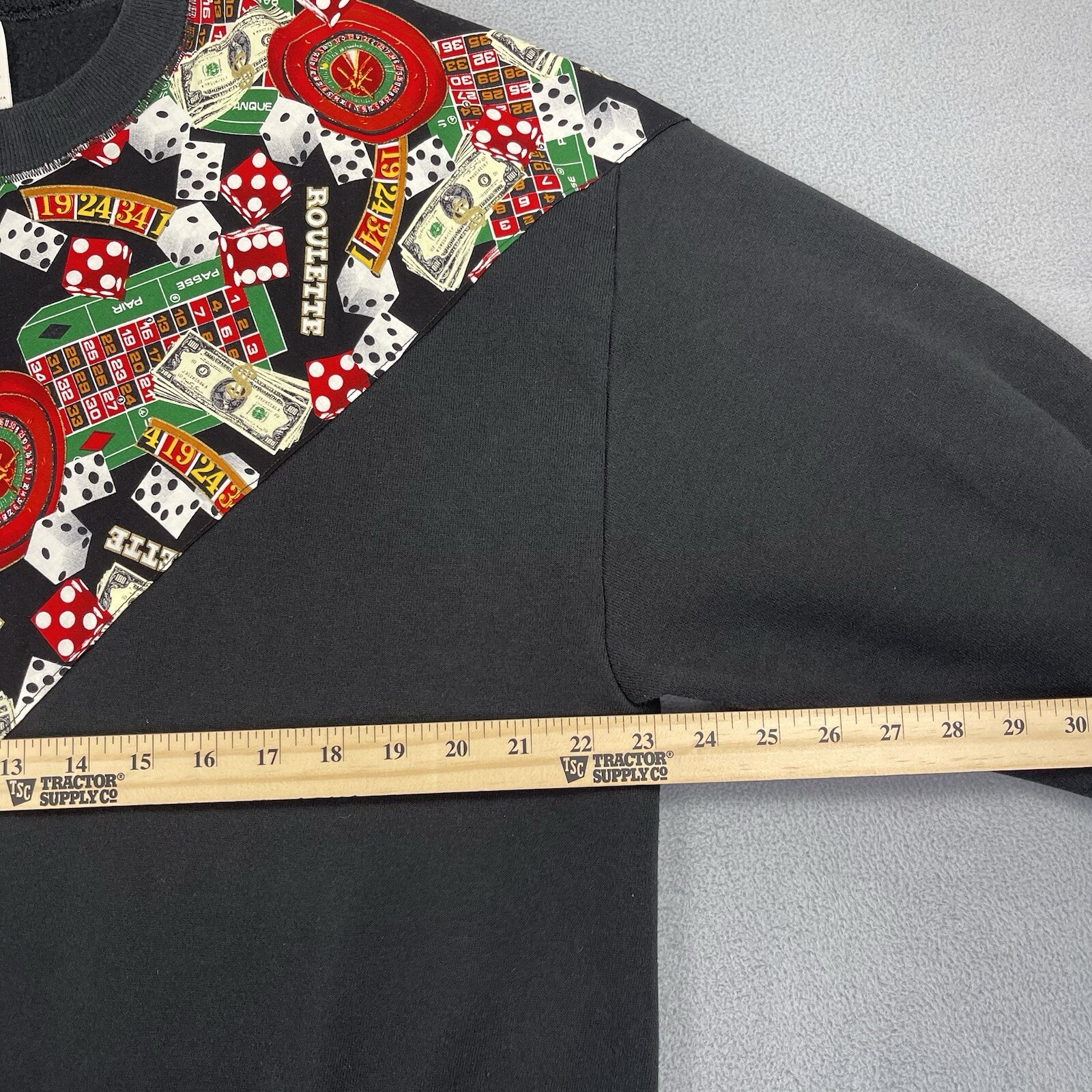 PONY Felpa vintage Jerzees uomo XL nera gioco d'azzardo casinò Vegas pullover girocollo