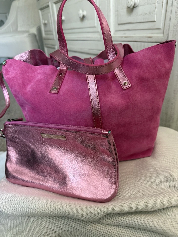 Bolso de Mano Tiffany & Co. de Gamuza Fucsia Reversible con Clip Monedero Foto 2 de 4
