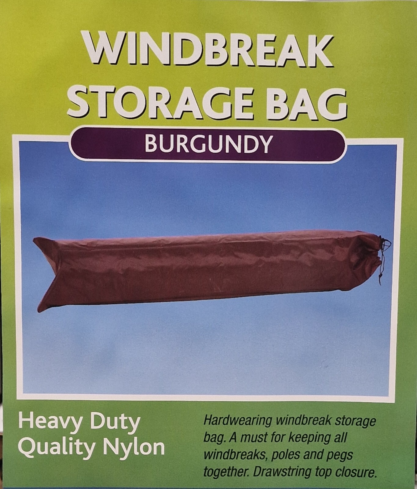Windbreak Storage Bag Heavy Duty Waterproof Burgundy Caravan Motorhome Camper