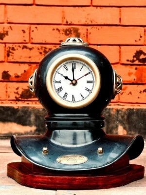 Scuba diving helmet With Base US navy mark divers helmet Desk/Table Roman Clock - Image 1 of 4