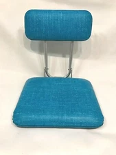 Vintage Bleacher Stadium Cushion Seat MCM Vinyl Folding Turquoise Padded Chair 