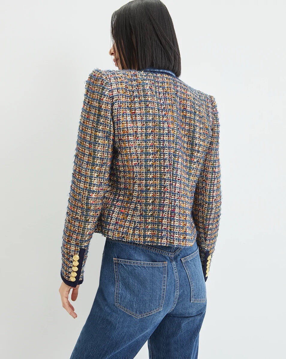 【VERONICA BEARD】Lars button-embellished jacket ジャケット Navy Multi Lars Jacket | Veronica Beard