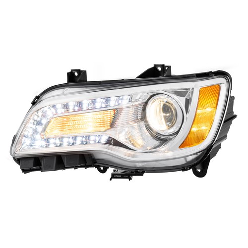 2PCS Chrome Amber LED DRL Projector Headlights For 11-23 Chrysler 300 w/ Bulbs - Picture 5 of 17