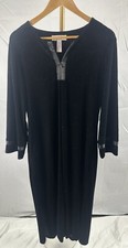Women’s Long Velvet Black Satin Trim Nightgown Oscar De La Renta Pink Label Med