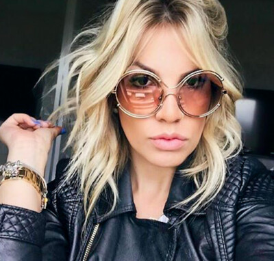 70s Oversized Big BOHO ISIDORA Jackie O Double Halo Metal Large Women  Sunglasses