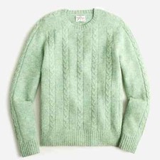 J. CREW Mens Brushed Wool Cable-Knit Sweater Heather Mint Green NWT