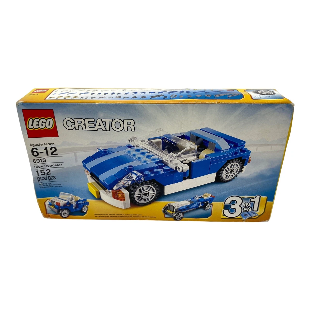 Lego Creator 3 in 1 SPORTS CAR Set 6913 BLUE ROADSTER Jeep Vintage Racecar  NEW!