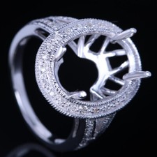 Oval Cut Semi Mount Sterling Silver 925 Prong Setting Engagement Wedding Ring