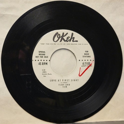 Tiny And Tim Bop-A-Diddy Do/Love At First Sight 1958 7” 45 Okeh 4-7105 VG+ - Picture 2 of 2
