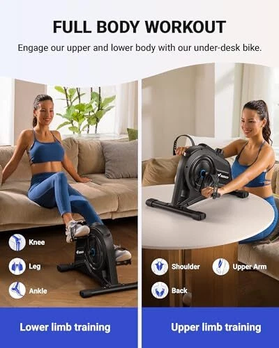 Under Desk Bike Pedal Exerciser Quiet Magnetic Mini Exercise Bike