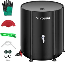 VIVOSUN 53/100/132 Gal Collapsible Rain Barrel Catcher, Water Storage Tank PVC