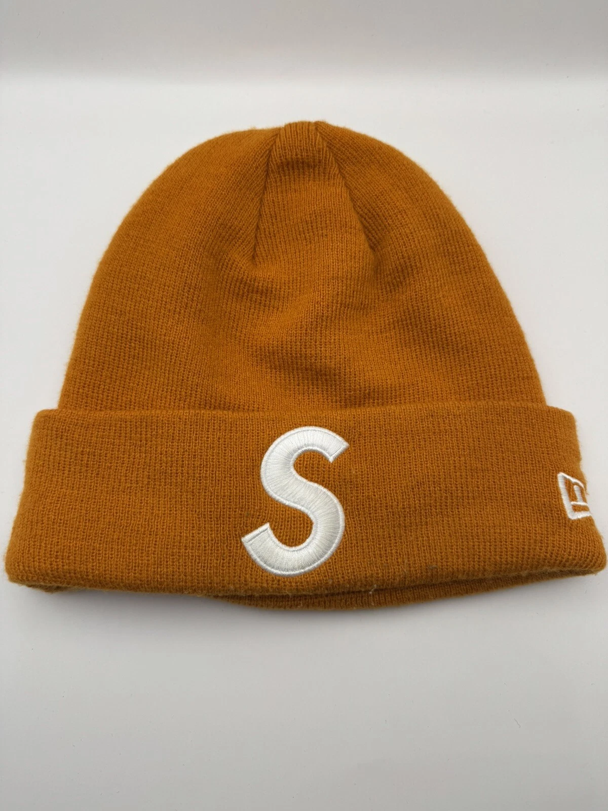 SUPREME x New Era FW17 S logo bonnet orange petite boîte logo chapeau hiver rare