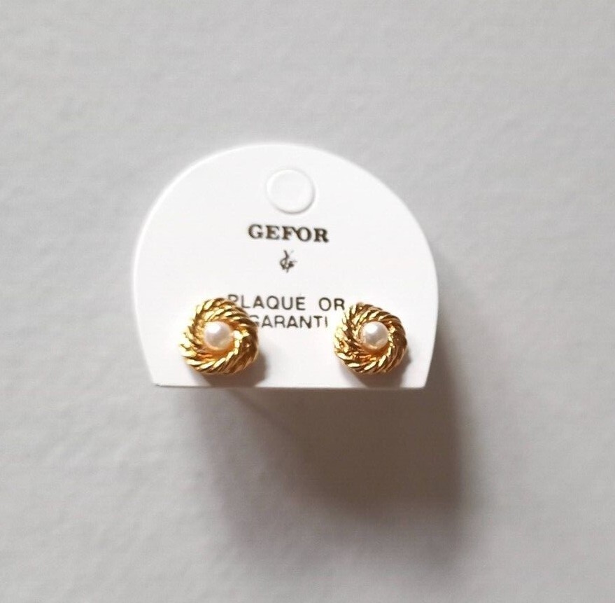 Boucles D'oreilles Gefor - Métal Doré Plaqué Or Et Zircon - Motif Cœur - Neuves Avec étiquettes