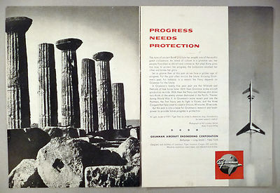 Grumman Aircarft 2-Page PRINT AD - 1955 ~~ Roman ruins, FIIF-1 Tiger Jet Plane