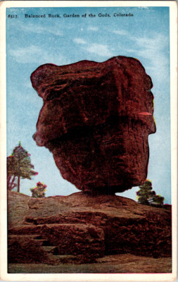 Vintage Postcard Balanced Rock Garden Of The Gods Colorado Landmark