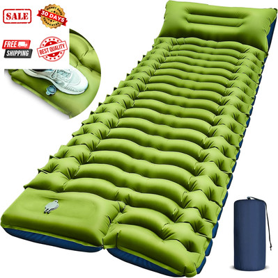 Camping Sleeping Pad, Ultralight Camping Mat with Pillow Built-In Foot Pump Infl