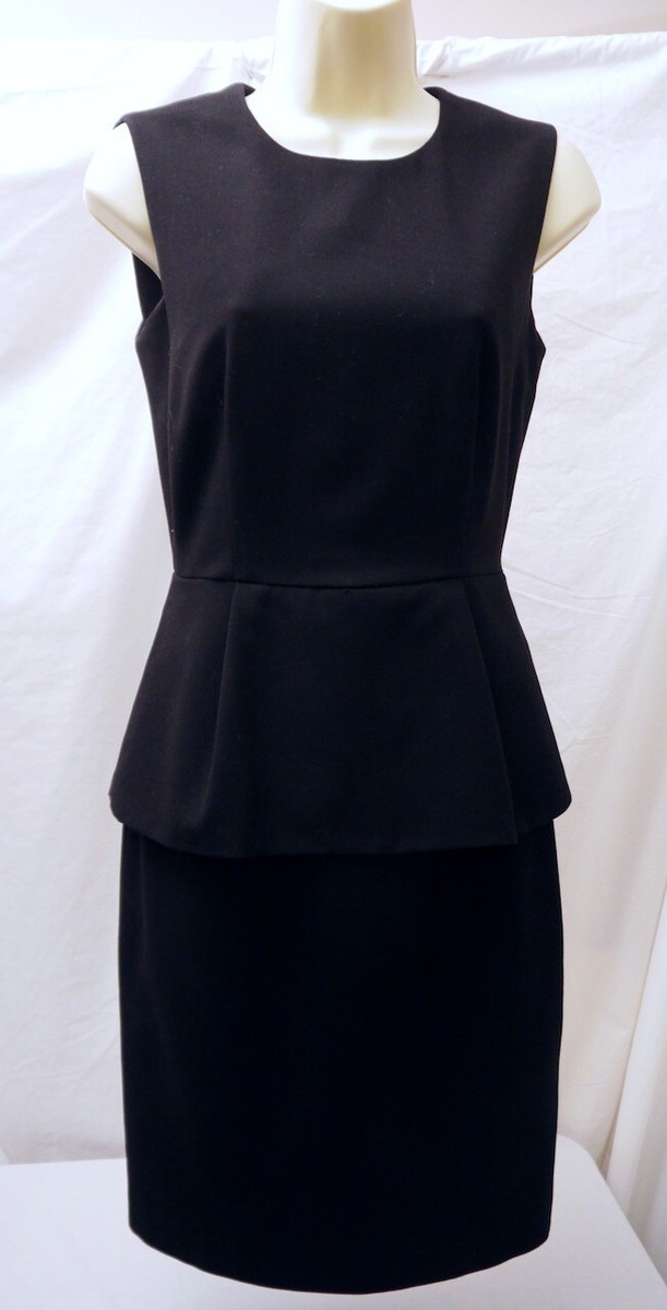 calvin klein peplum sheath dress black Calvin Klein Black Fitted Peplum Sleeveless Lined Sheath Dress Size 4  Classic!