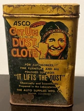 Vintage Git Um Dust Cloth Storage Tin Native American