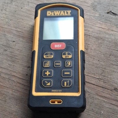 DEWALT DW03101 Laser Distance Measurer LCD Display Timer Memory Yellow Black
